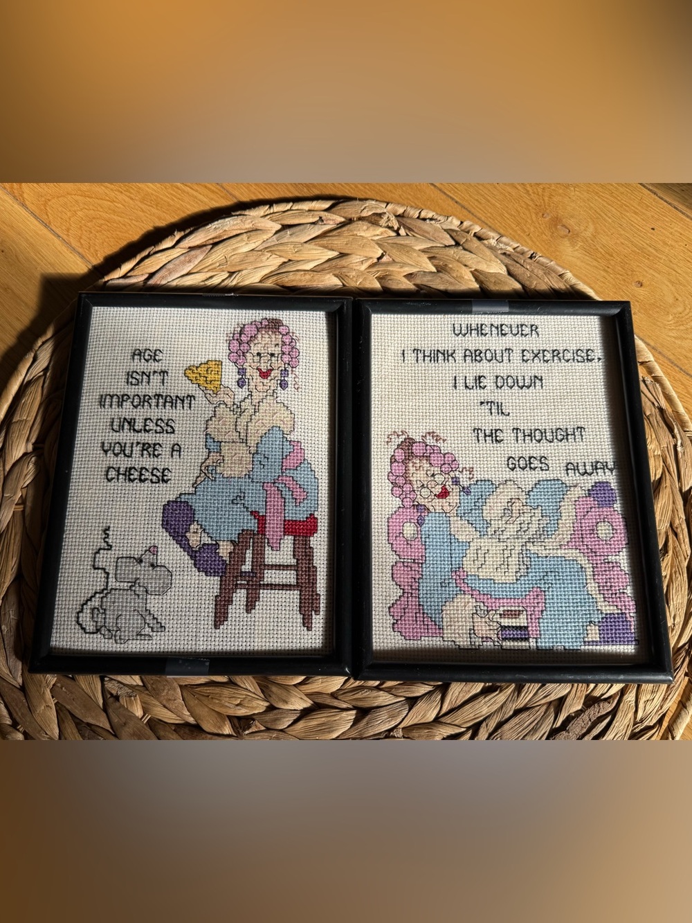 🪩2/$15 Mix & Match Listings - Vintage Cross Stitch Humour Art - Unique